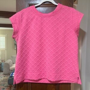 Elegant Pink Textured Short Sleeve Top